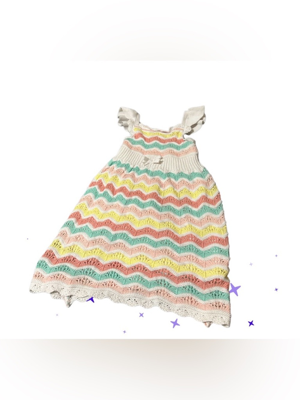 C&C California Girls Chevron Knit Sundress - Cream, Pink, Yellow, Green, Blue
